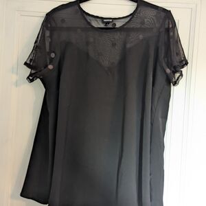 Torrid Black Sheer Polka Dot Blouse